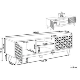Beliani Sablon Wide Tv Stand Dark Brown - Retro Entertainment Unit With Cable Management And Concealed Storage - thumbnail 4