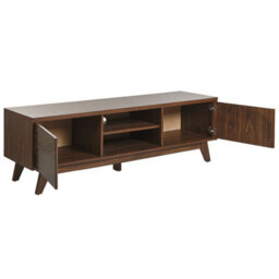 Beliani Sablon Wide Tv Stand Dark Brown - Retro Entertainment Unit With Cable Management And Concealed Storage - thumbnail 5