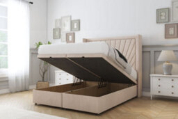 "Sloomy Rutherford Sand Naples Ottoman Bed Base With 54"" Wingback Headboard 5' King" - thumbnail 2