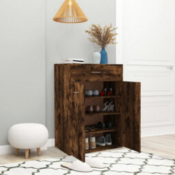 Vidaxl Shoe Cabinet Smoked Oak 60X35X84 Cm Engineered Wood - thumbnail 4