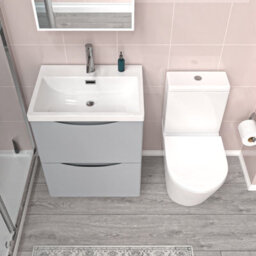 Nes Home Matte Grey 600mm Basin Vanity Unit And Rimless Close Coupled Toilet - thumbnail 3