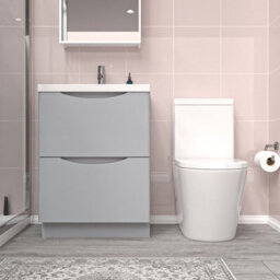 Nes Home Matte Grey 600mm Basin Vanity Unit And Rimless Close Coupled Toilet - thumbnail 2