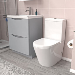 Nes Home Matte Grey 600mm Basin Vanity Unit And Rimless Close Coupled Toilet - thumbnail 1