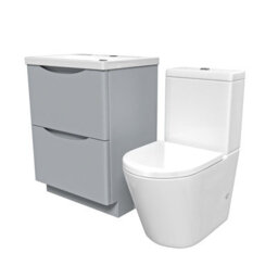 Nes Home Matte Grey 600mm Basin Vanity Unit And Rimless Close Coupled Toilet - thumbnail 6