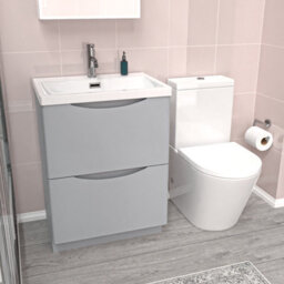 Nes Home Matte Grey 600mm Basin Vanity Unit And Rimless Close Coupled Toilet - thumbnail 5