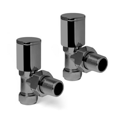 Plum&clay Pair Of Round Gun Grey Angled Radiator Valves - image 1