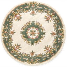 Handmade Floral Boreder Cream Green Traditional Easy To Clean Wool Rug For Living Room & Bedroom-120Cm X 180Cm - thumbnail 4