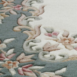 Handmade Floral Boreder Cream Green Traditional Easy To Clean Wool Rug For Living Room & Bedroom-120Cm X 180Cm - thumbnail 2