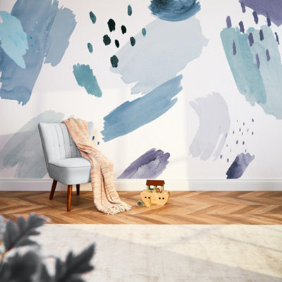 I Love Wallpaper Painters Palette Mural In Blue And Teal - image 1