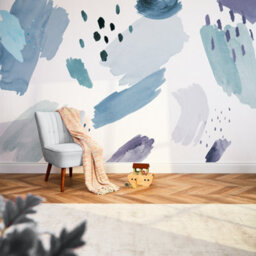 I Love Wallpaper Painters Palette Mural In Blue And Teal - thumbnail 1
