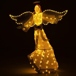 Gainoom 5.2 Ft Lighted Angel Light Up Christmas Decoration With Halo & Bow - thumbnail 2
