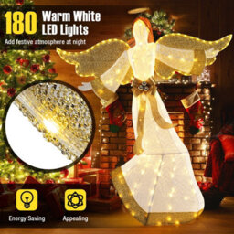 Gainoom 5.2 Ft Lighted Angel Light Up Christmas Decoration With Halo & Bow - thumbnail 5
