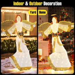 Gainoom 5.2 Ft Lighted Angel Light Up Christmas Decoration With Halo & Bow - thumbnail 6