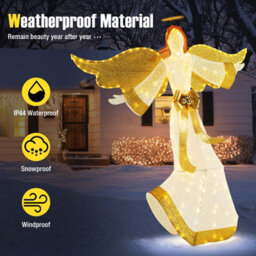 Gainoom 5.2 Ft Lighted Angel Light Up Christmas Decoration With Halo & Bow - thumbnail 3