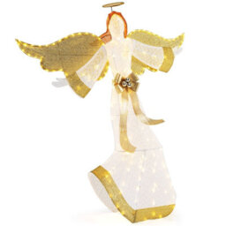 Gainoom 5.2 Ft Lighted Angel Light Up Christmas Decoration With Halo & Bow - thumbnail 4