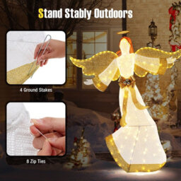 Gainoom 5.2 Ft Lighted Angel Light Up Christmas Decoration With Halo & Bow - thumbnail 7