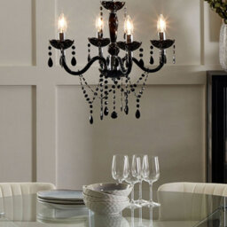 Wyld And Coco Black Crystal Chandelier 4-Light Glam, Candle-Style Lamps, W50 X D50 X H135Cm - thumbnail 2