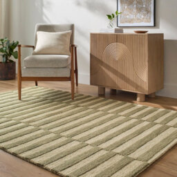 Livabliss Our Pnw Home Idaho-Hand Tufted Green Cream Wool Modern Living Dining Bedroom Rug 183 X 275 Cm Easy Care, Non Shedding - thumbnail 1