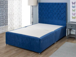Divan Base Direct Artisan Luxury Platform Top Divan Bed Base Only 6Ft Super King Size 2 Drawers End - Plush Marine - thumbnail 1