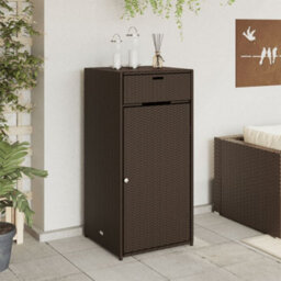 Walplus Garden Storage Cabinet Brown 55X55X111 Cm Poly Rattan - thumbnail 3