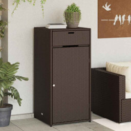 Walplus Garden Storage Cabinet Brown 55X55X111 Cm Poly Rattan