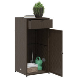 Walplus Garden Storage Cabinet Brown 55X55X111 Cm Poly Rattan - thumbnail 5