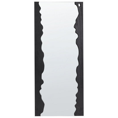 Beliani Wall Mirror Saullcet 75 Cm 175 Cm Paulownia Wood Black - image 1