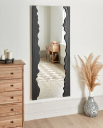 Beliani Wall Mirror Saullcet 75 Cm 175 Cm Paulownia Wood Black - thumbnail 2