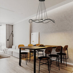 CGC Lighting Cgc Paraplu 1 Wave 90Cm Matt Black Led Ceiling Pendant Light Chandelier - thumbnail 4
