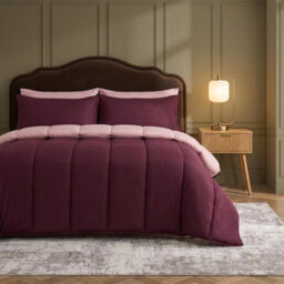 Ohs Reversible 10.5 Tog Coverless Washable Duvet With Pillowcases - Plum/blush