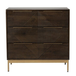 Buttercup Farm Zaine Carving 3 Drawer Chest - Mango Wood - L40 X W81.5 X H80.5 Cm - Dark Finish - Assembly Required - thumbnail 2