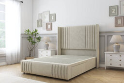 "Comfort Elise Cream Plush Divan Bed Set 2 Drawers Foot-End - 54"" Wingback & 12"" Footboard 5' King" - thumbnail 3
