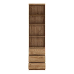 Wyld Haus Hemingway Tall Natural Oak 3-Drawer Narrow Bookcase - thumbnail 2