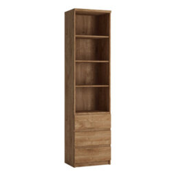 Wyld Haus Hemingway Tall Natural Oak 3-Drawer Narrow Bookcase - thumbnail 3