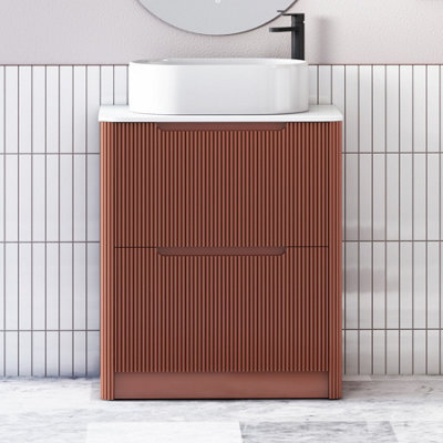 Royal Bathrooms Avenza 600mm Terracotta Clay Floor Standing Countertop Bathroom Vanity Unit 2 Drawer With Peak Basin - image 1