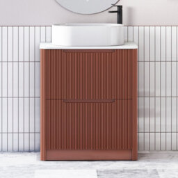 Royal Bathrooms Avenza 600mm Terracotta Clay Floor Standing Countertop Bathroom Vanity Unit 2 Drawer With Peak Basin