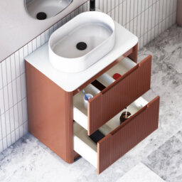 Royal Bathrooms Avenza 600mm Terracotta Clay Floor Standing Countertop Bathroom Vanity Unit 2 Drawer With Peak Basin - thumbnail 5