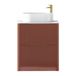Royal Bathrooms Avenza 600mm Terracotta Clay Floor Standing Countertop Bathroom Vanity Unit 2 Drawer With Peak Basin - thumbnail 6