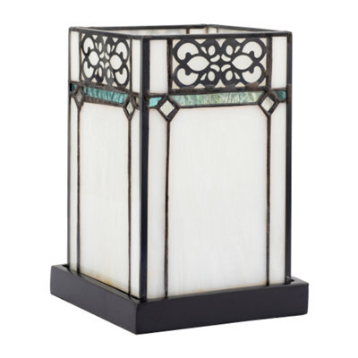 Happy Homewares 1920S Vintage Rectangular Tiffany Glass Table Lamp In Emerald Green - image 1