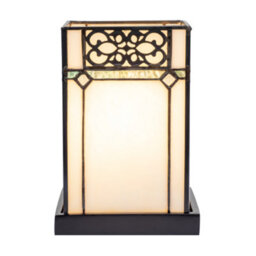 Happy Homewares 1920S Vintage Rectangular Tiffany Glass Table Lamp In Emerald Green - thumbnail 8