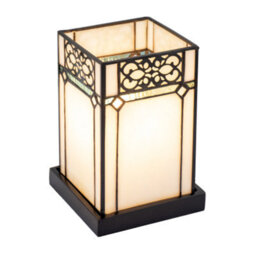 Happy Homewares 1920S Vintage Rectangular Tiffany Glass Table Lamp In Emerald Green - thumbnail 4