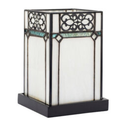 Happy Homewares 1920S Vintage Rectangular Tiffany Glass Table Lamp In Emerald Green - thumbnail 1