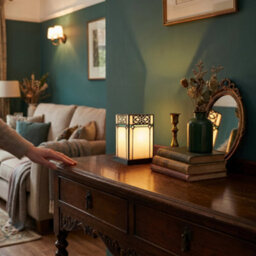 Happy Homewares 1920S Vintage Rectangular Tiffany Glass Table Lamp In Emerald Green - thumbnail 6