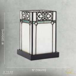 Happy Homewares 1920S Vintage Rectangular Tiffany Glass Table Lamp In Emerald Green - thumbnail 7