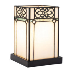 Happy Homewares 1920S Vintage Rectangular Tiffany Glass Table Lamp In Emerald Green - thumbnail 2