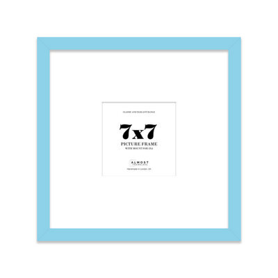 "7X7"" Light Blue Picture Frame - 7X7"" Square Frame With 4X4"" Mount For 7X7""/4X4"" Pictures Art Deco Style Room Decor, 1 Pack" - image 1
