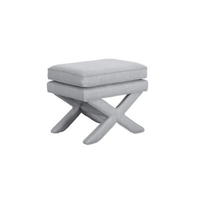 Wyld Haus Theodor Light Grey Linen Stool With X-Shape Cross Legs - image 1