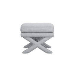 Wyld Haus Theodor Light Grey Linen Stool With X-Shape Cross Legs - thumbnail 3