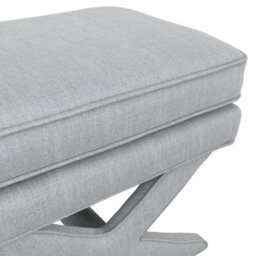 Wyld Haus Theodor Light Grey Linen Stool With X-Shape Cross Legs - thumbnail 2