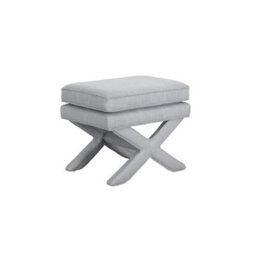 Wyld Haus Theodor Light Grey Linen Stool With X-Shape Cross Legs - thumbnail 1